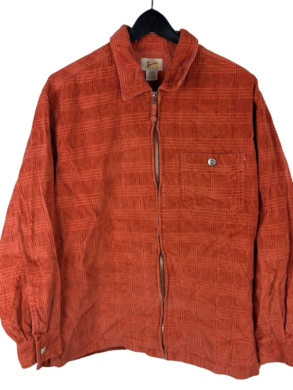 Vintage 90s Arizona Jean Co Boxy Corduroy Front Pocket Orange Jacket Size L